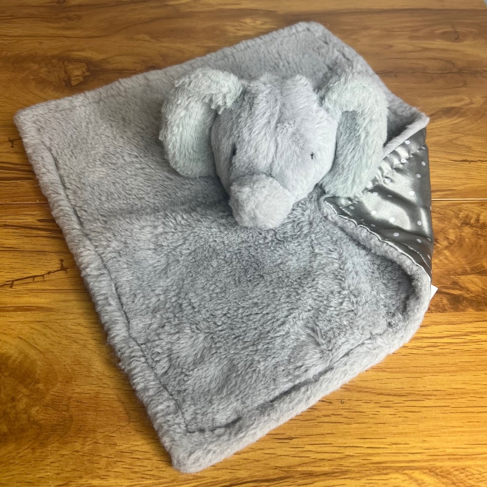 Parent's Choice Elephant Lovey Plush Security Blanket Gray‎ Polka Dot